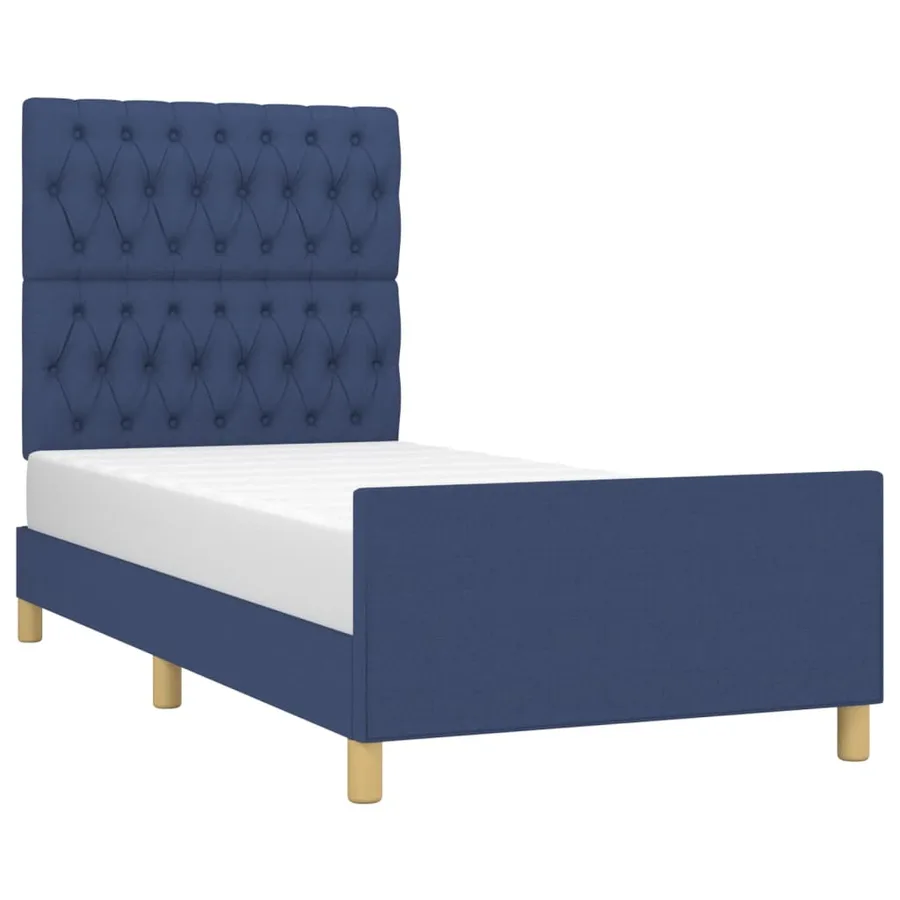 Cadre de lit sans matelas bleu 90x200 cm tissu - 3