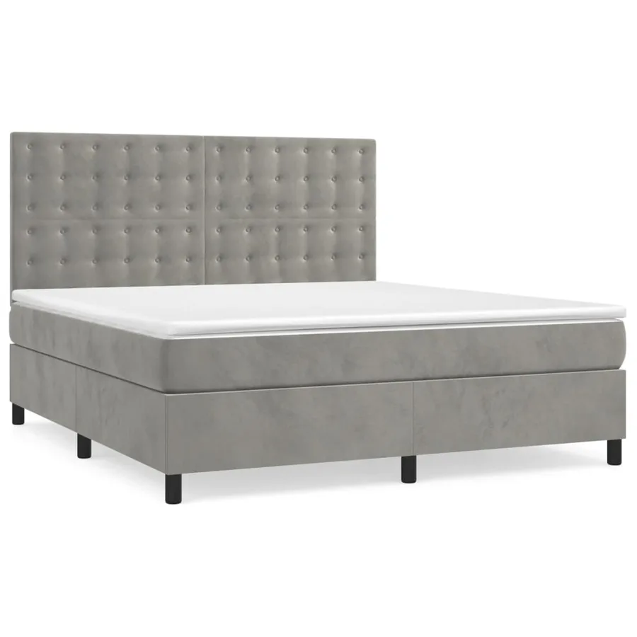 Sommier à lattes de lit et matelas Gris clair 180x200cm Velours - 2