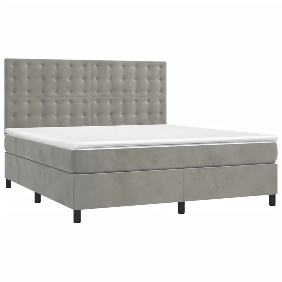 Sommier à lattes de lit et matelas Gris clair 180x200cm Velours - 3
