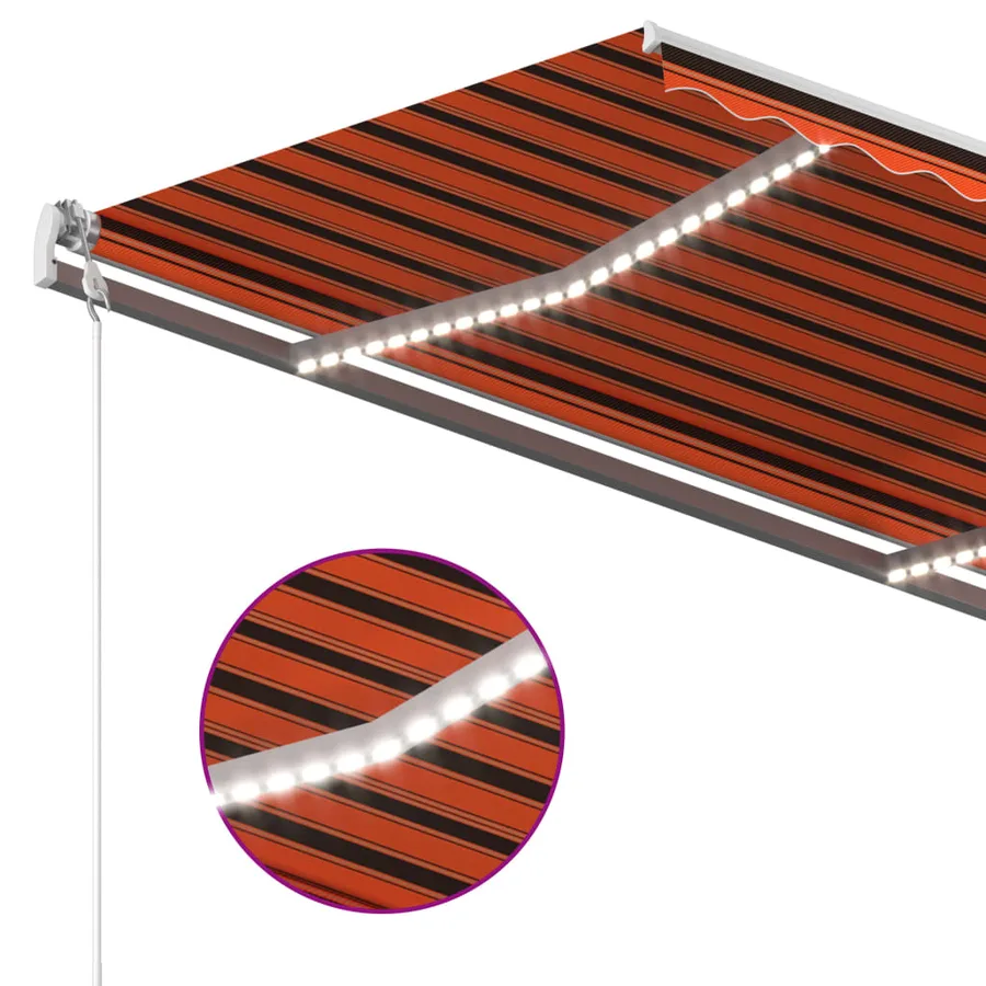 Auvent automatique capteur de vent/LED 300x250 cm Orange/marron - 5