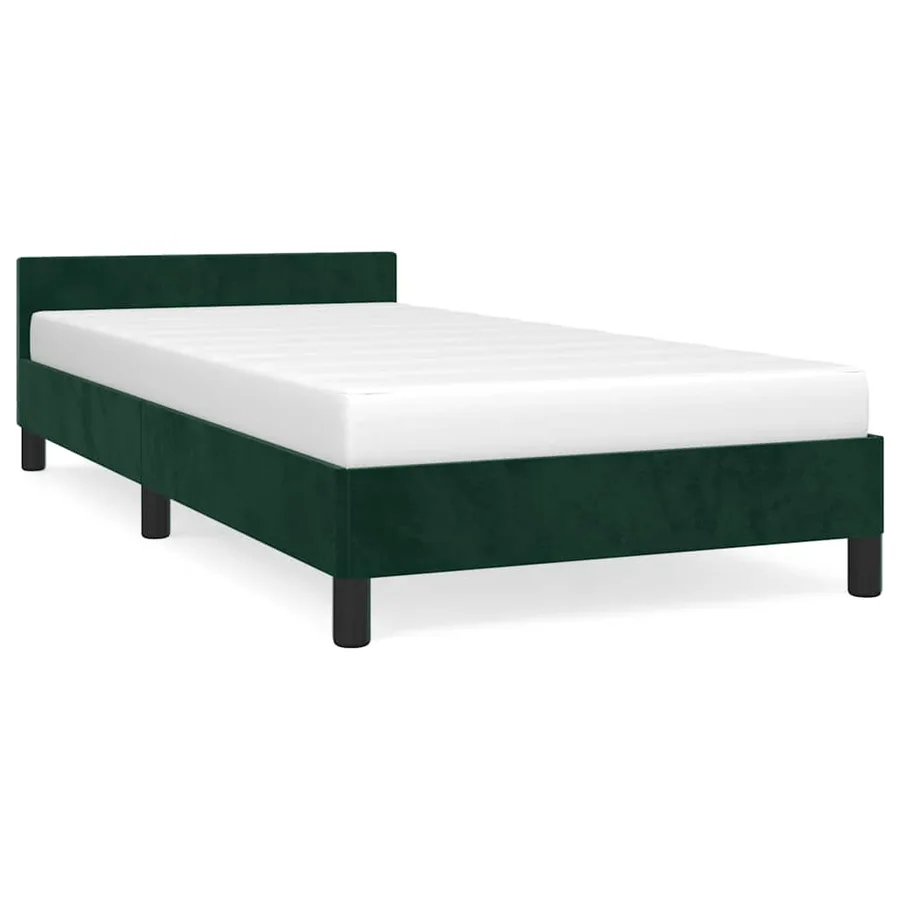 Cadre de lit sans matelas vert foncé 90x190 cm velours - 2