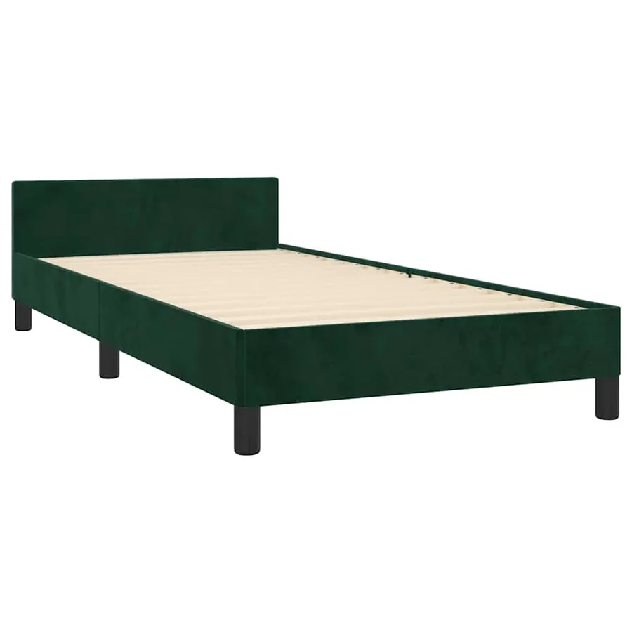 Cadre de lit sans matelas vert foncé 90x190 cm velours - 4