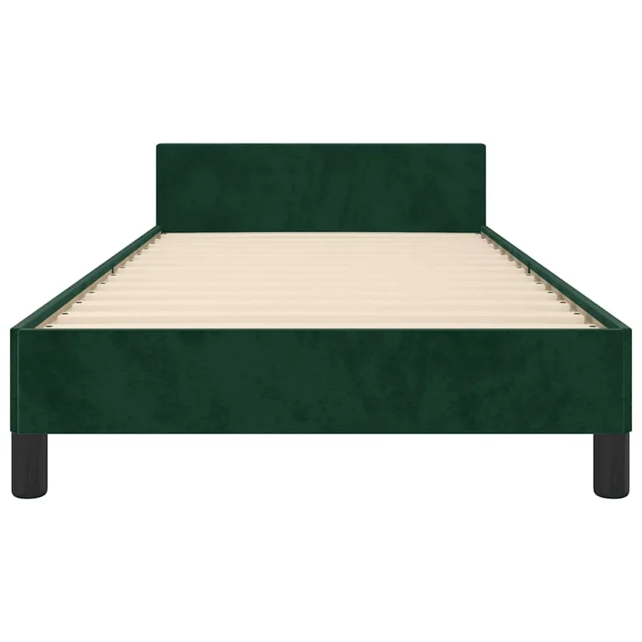 Cadre de lit sans matelas vert foncé 90x190 cm velours - 5