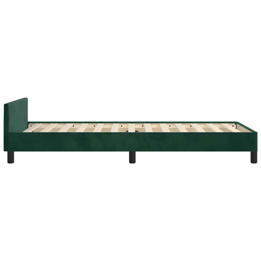 Cadre de lit sans matelas vert foncé 90x190 cm velours - 6