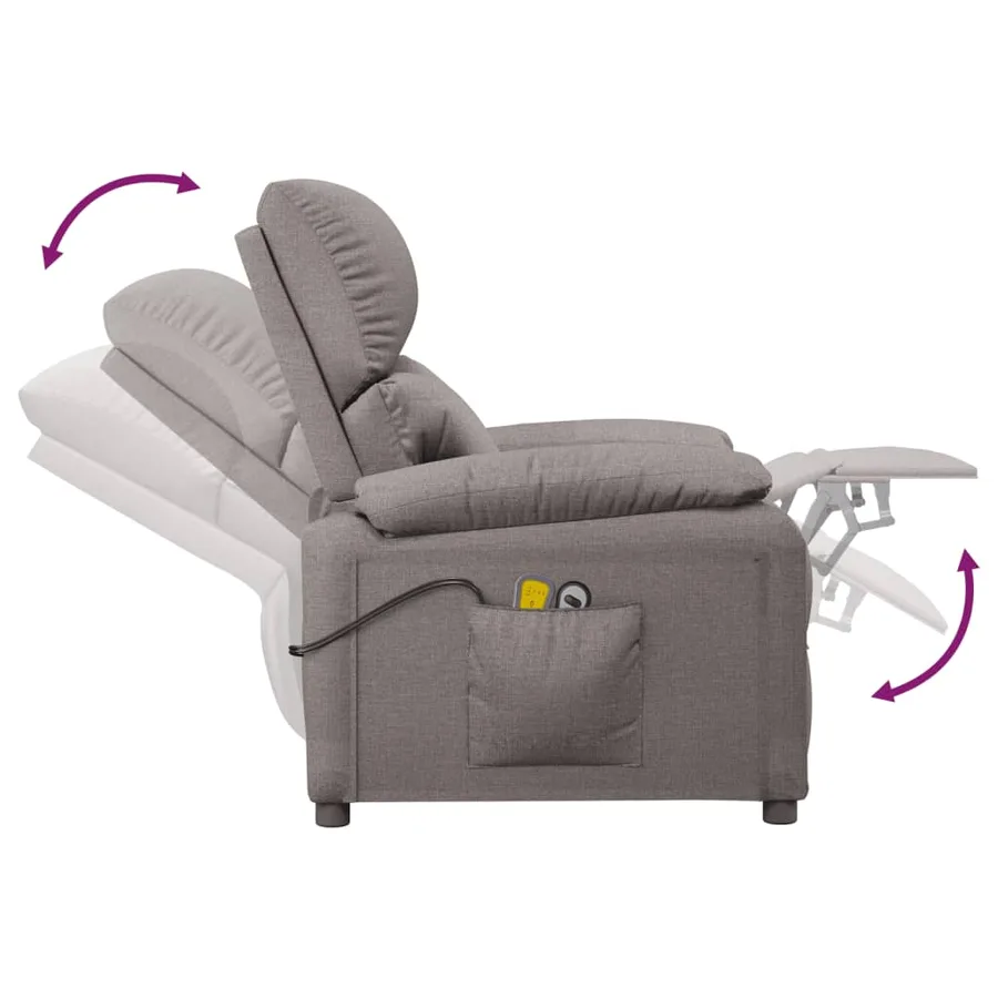 Fauteuil électrique de massage Taupe Tissu - 8