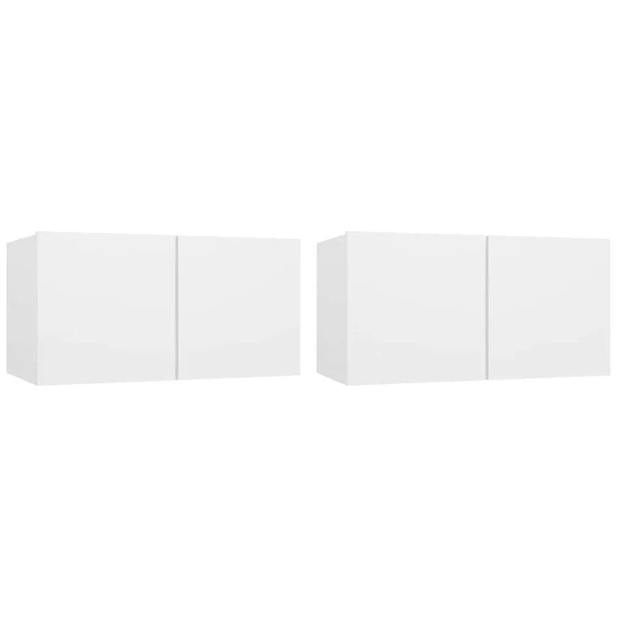 Meubles TV suspendus 2 pcs Blanc 60x30x30 cm - 2