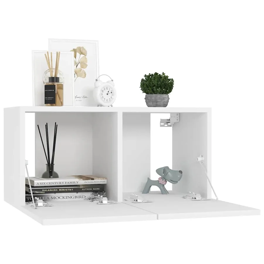 Meubles TV suspendus 2 pcs Blanc 60x30x30 cm - 3
