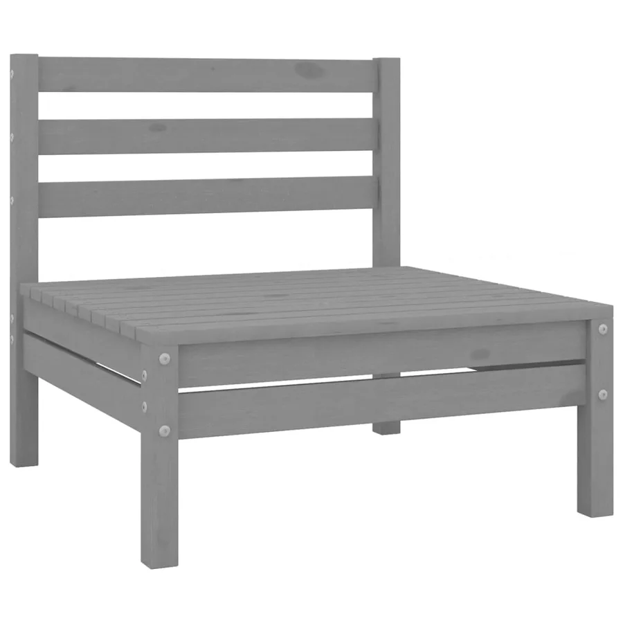 Salon de jardin 8 pcs Bois de pin massif Gris - 4