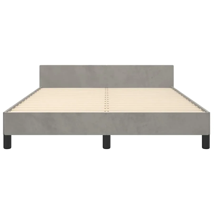 Cadre de lit sans matelas gris clair 140x190 cm velours - 5