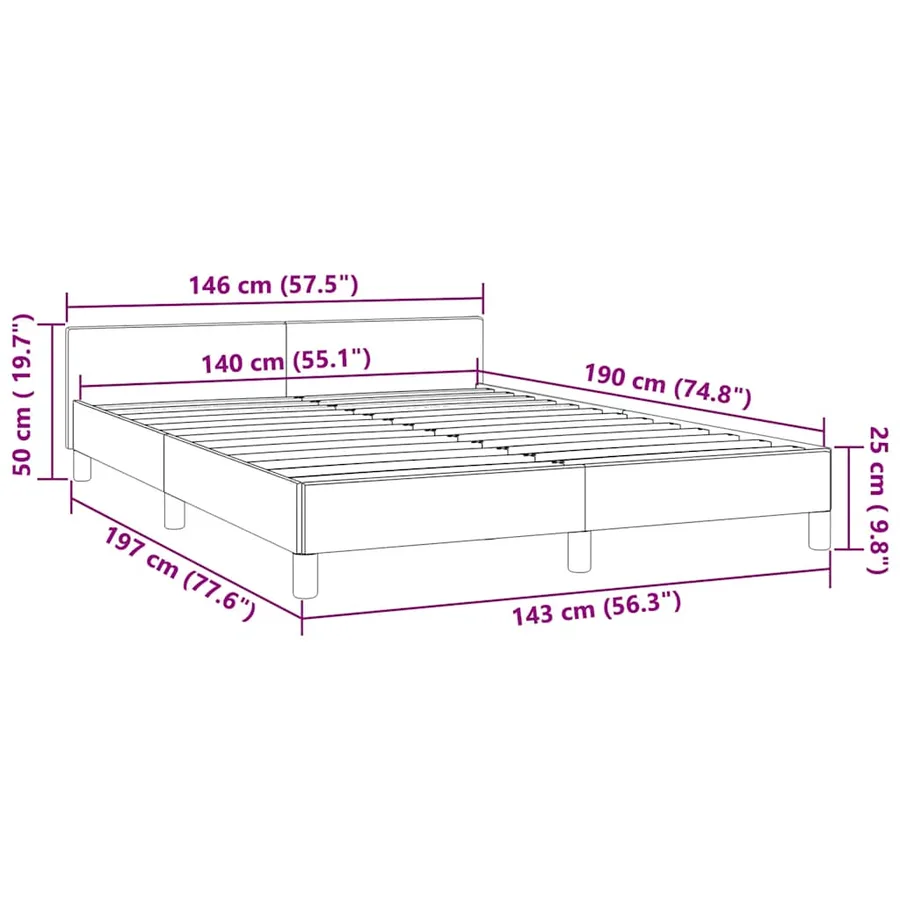 Cadre de lit sans matelas gris clair 140x190 cm velours - 9