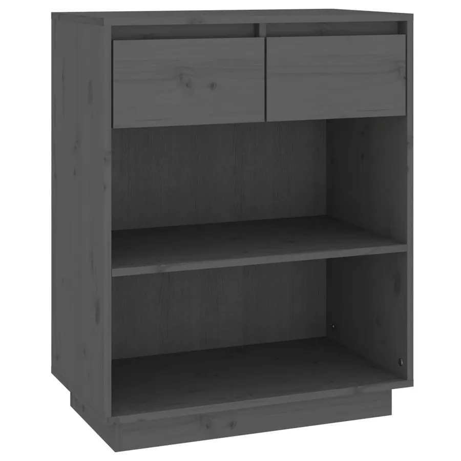Armoire console Gris 60x34x75 cm Bois de pin solide - 2