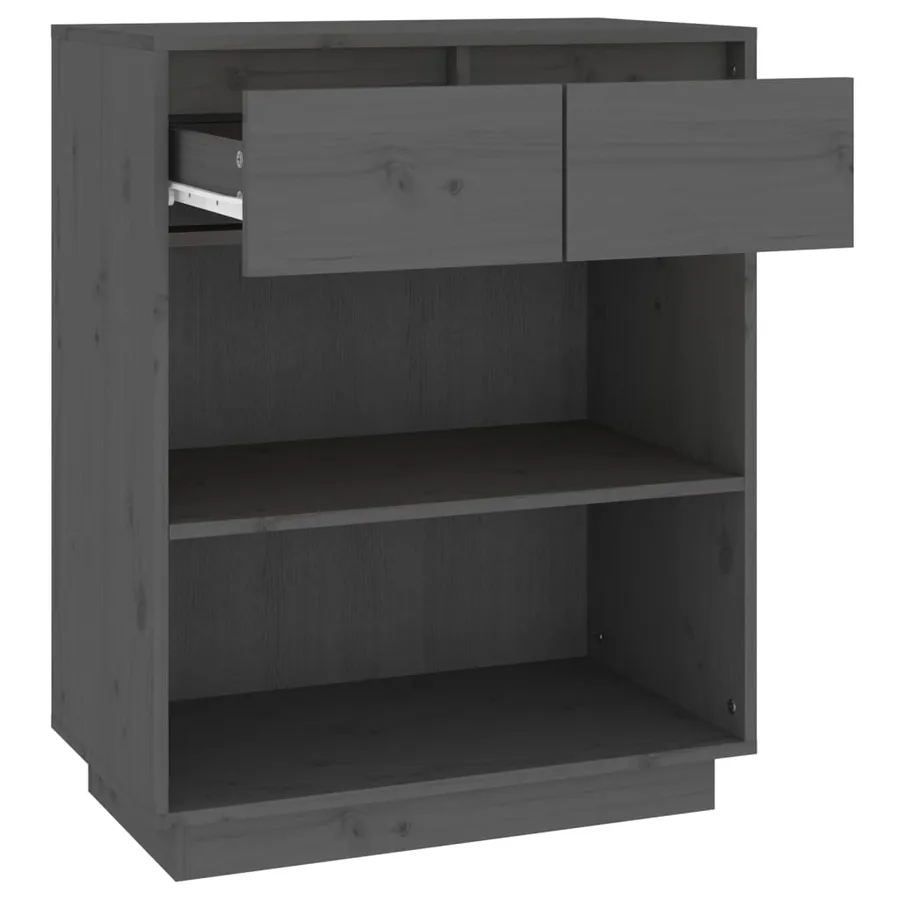 Armoire console Gris 60x34x75 cm Bois de pin solide - 6