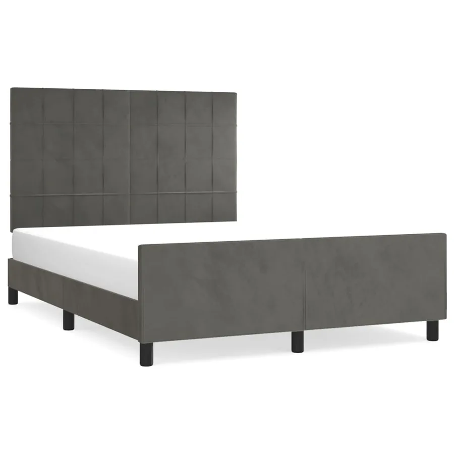 Cadre de lit sans matelas gris foncé 140x190 cm velours - 2