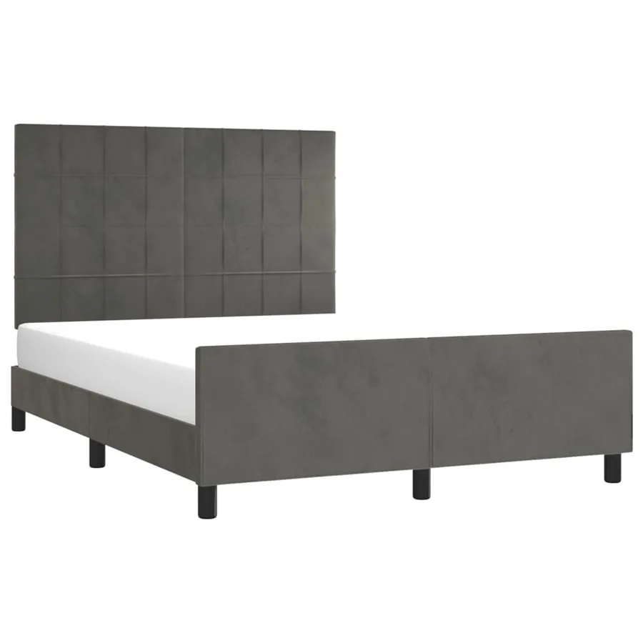 Cadre de lit sans matelas gris foncé 140x190 cm velours - 3