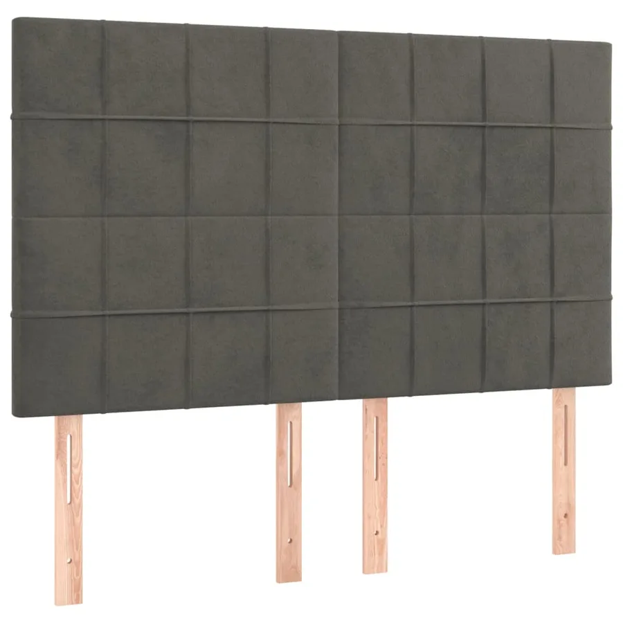 Cadre de lit sans matelas gris foncé 140x190 cm velours - 8