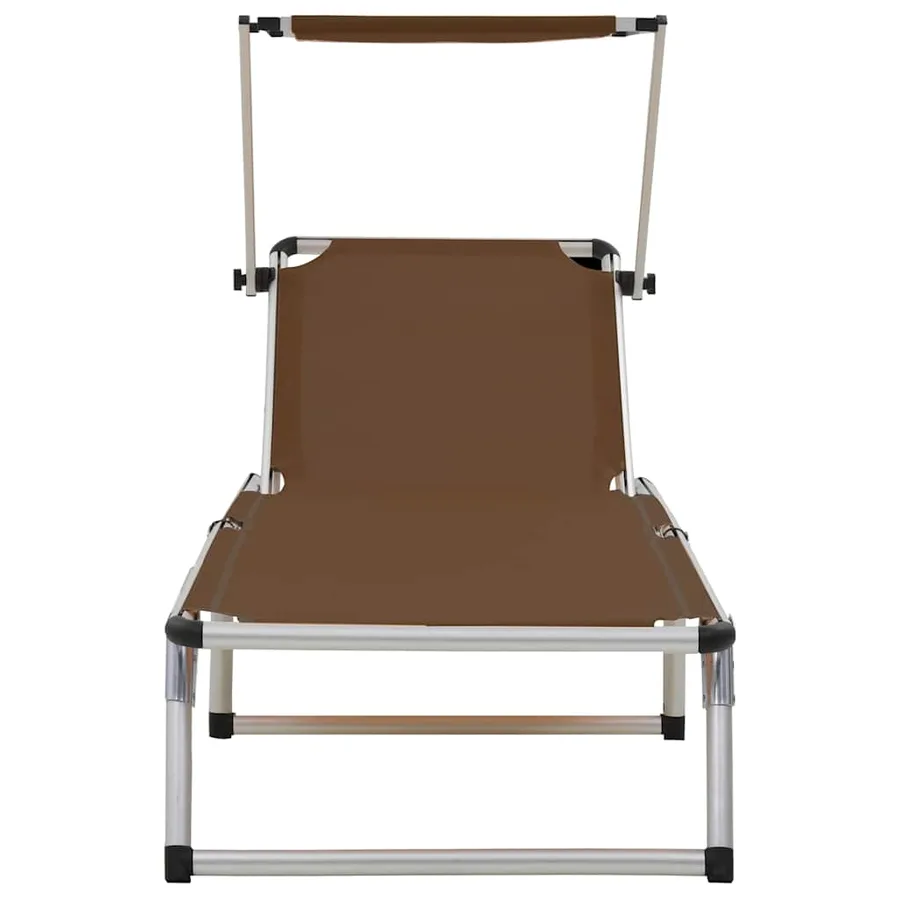 Chaises longues pliables et toit lot de 2 Aluminium textilène - 3