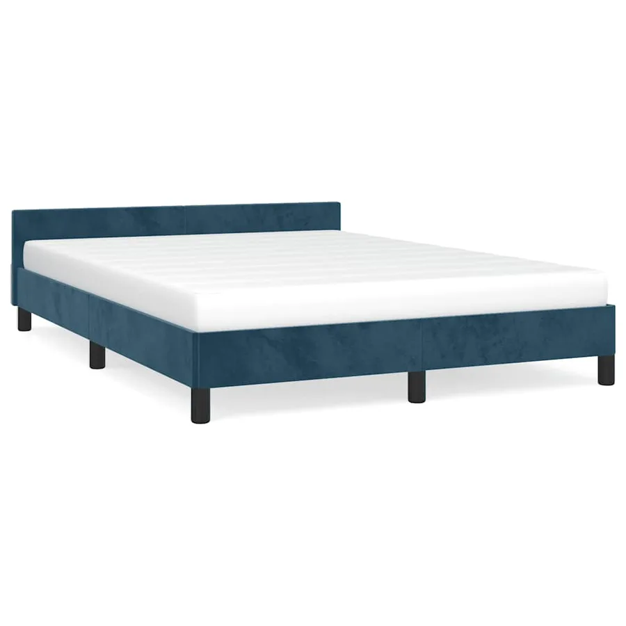 Cadre de lit sans matelas bleu foncé 140x190 cm velours - 2