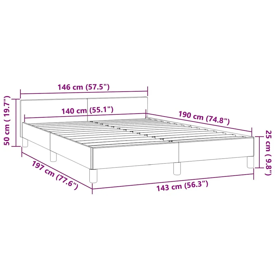 Cadre de lit sans matelas bleu foncé 140x190 cm velours - 9