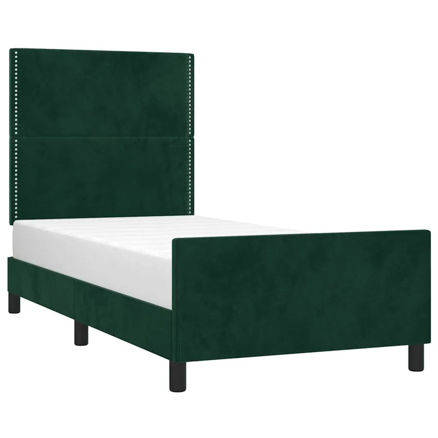 Cadre de lit sans matelas vert foncé 100x200 cm velours - 3