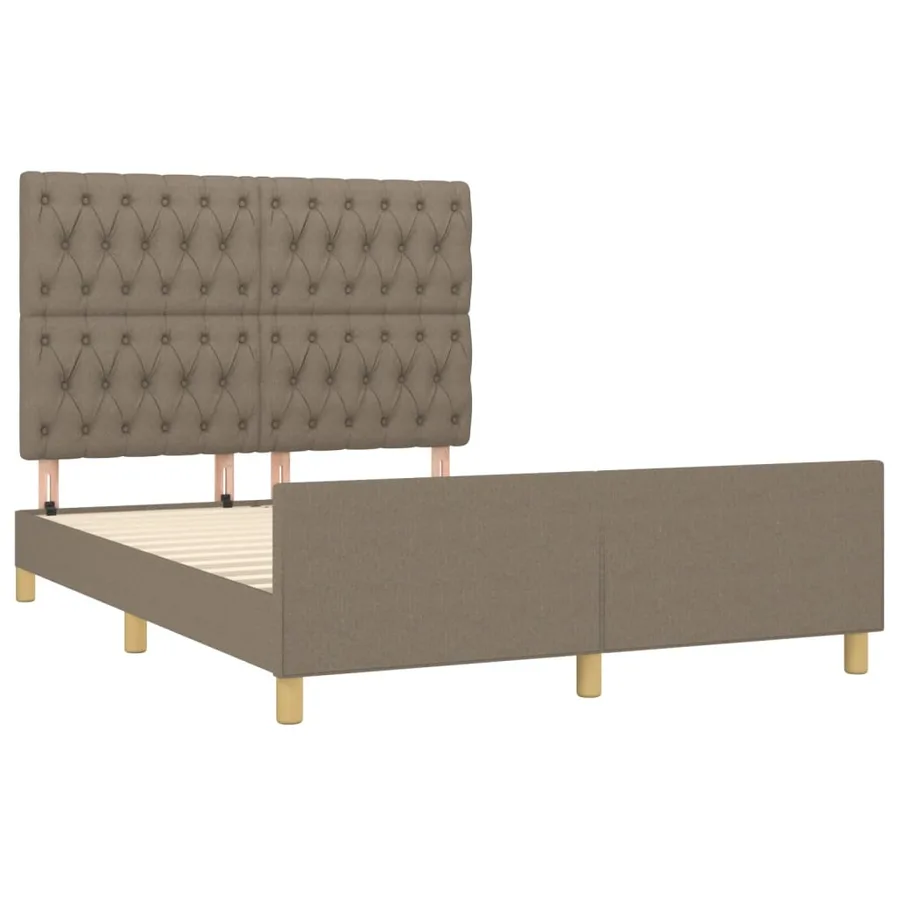 Cadre de lit sans matelas taupe 140x200 cm tissu - 4