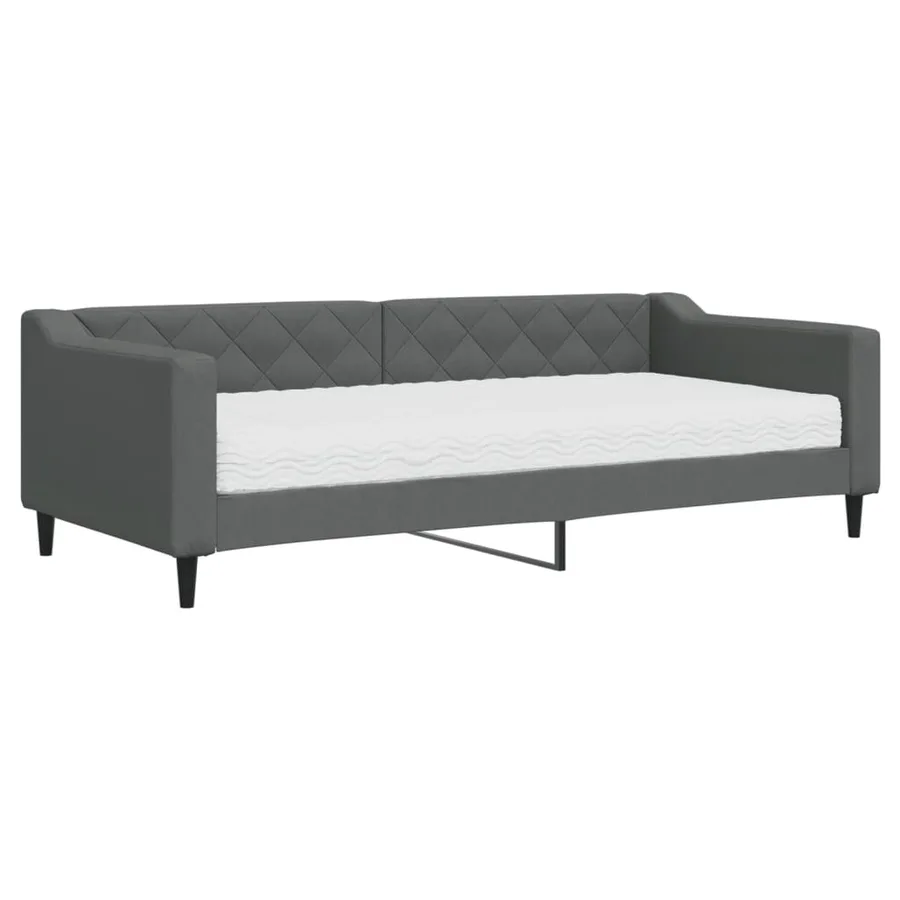 Lit de jour avec matelas gris foncé 90x200 cm tissu - 2