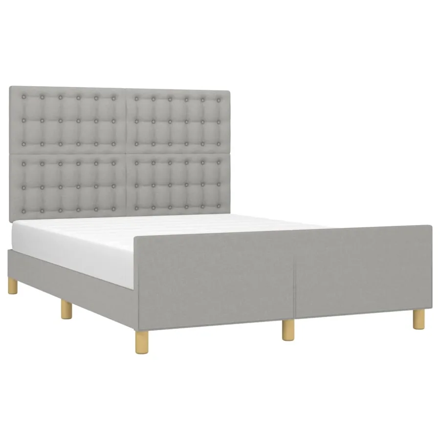 Cadre de lit sans matelas gris clair 140x190 cm tissu - 3