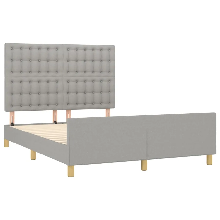 Cadre de lit sans matelas gris clair 140x190 cm tissu - 4