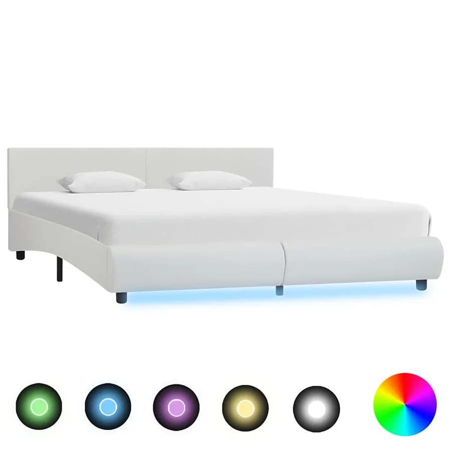 Cadre de lit avec LED sans matelas blanc 160x200 cm - 2