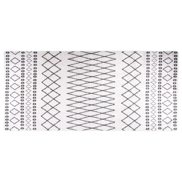 Tapis lavable 80x300 cm Noir et blanc