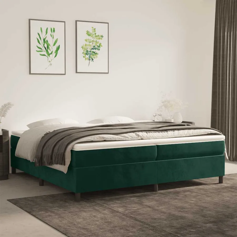 Sommier à lattes de lit et matelas Vert foncé 200x200cm Velours