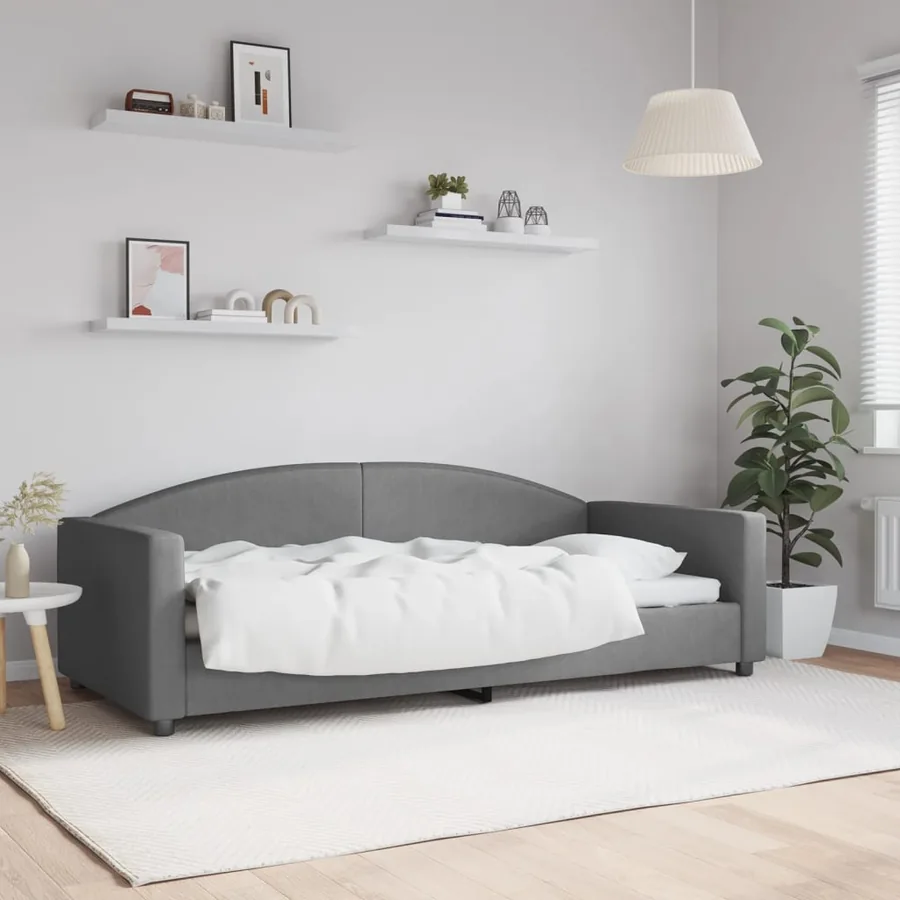 Lit de repos sans matelas gris foncé 90x200 cm tissu