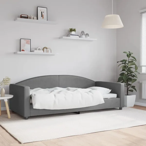Lit de repos sans matelas gris foncé 90x200 cm tissu