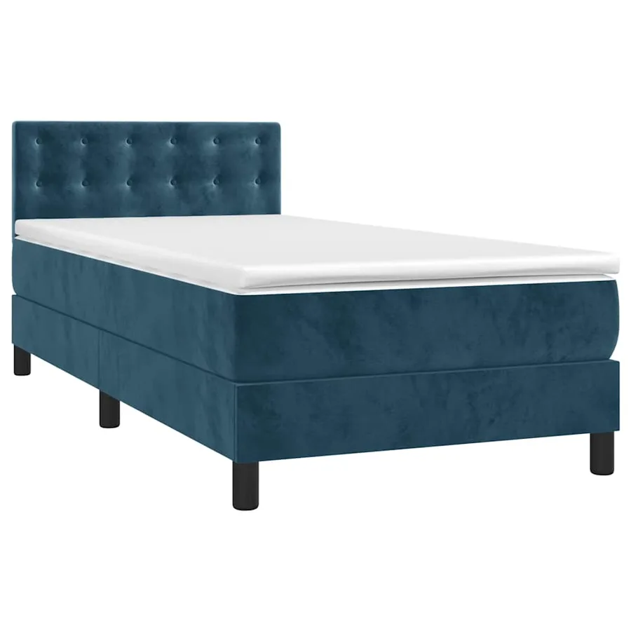 Sommier à lattes de lit avec matelas et LED Bleu foncé 80x200cm - 3