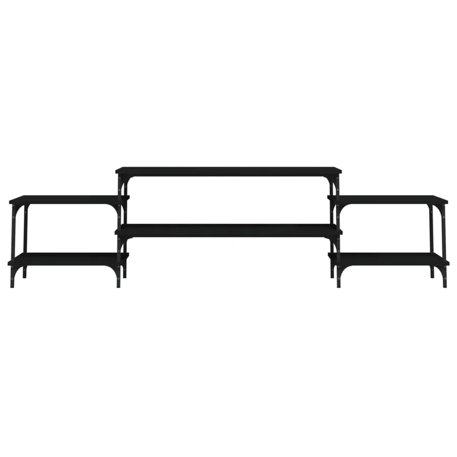 Meuble TV noir 197x35x52 cm bois d'ingénierie - 5