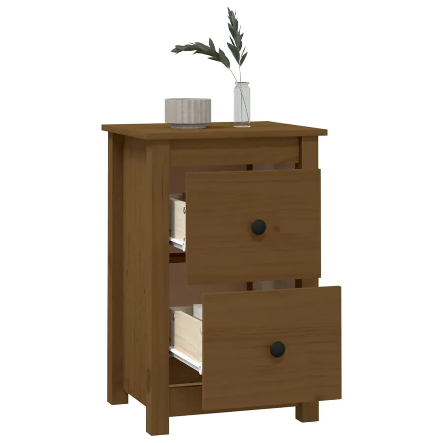 Tables de chevet 2 pcs Marron miel 40x35x61,5 cm Pin solide - 9