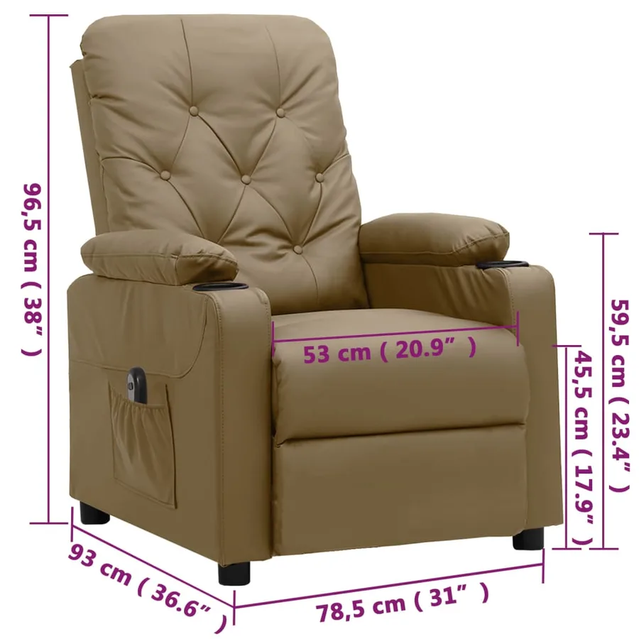 Fauteuil inclinable électrique Cappuccino Similicuir - 11