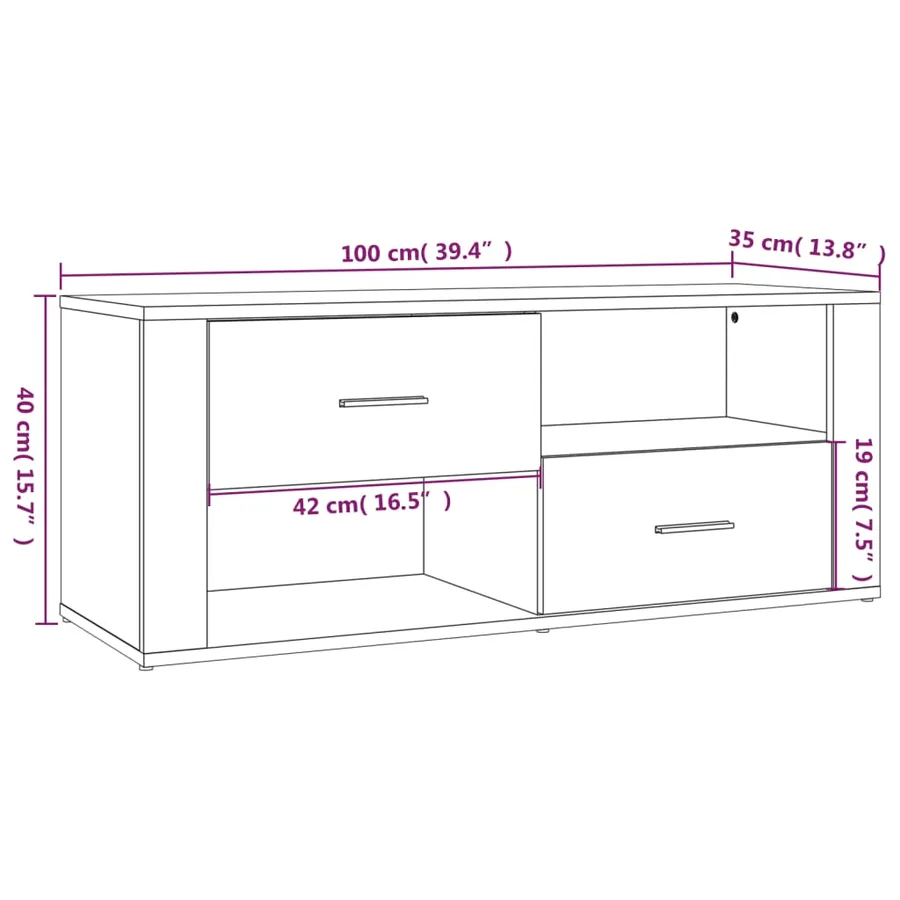 Meuble TV Chêne marron 100x35x40 cm Bois d'ingénierie - 10