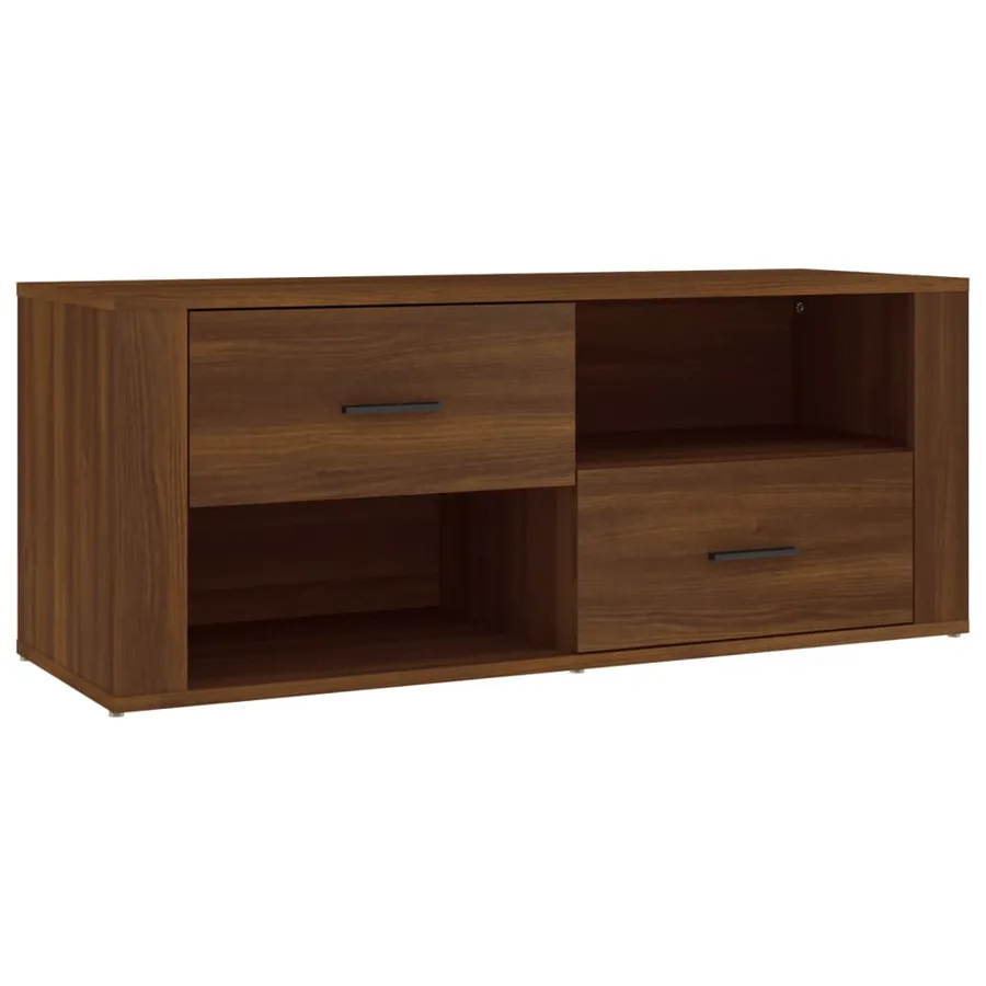 Meuble TV Chêne marron 100x35x40 cm Bois d'ingénierie - 2