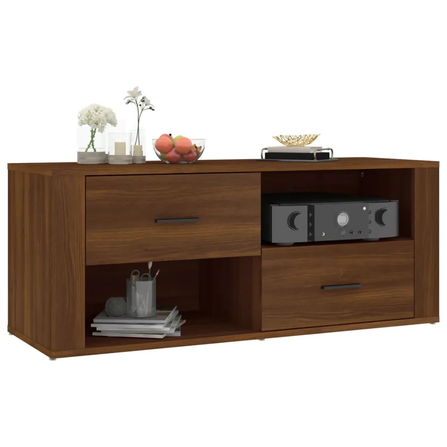 Meuble TV Chêne marron 100x35x40 cm Bois d'ingénierie - 4