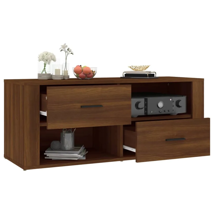 Meuble TV Chêne marron 100x35x40 cm Bois d'ingénierie - 5
