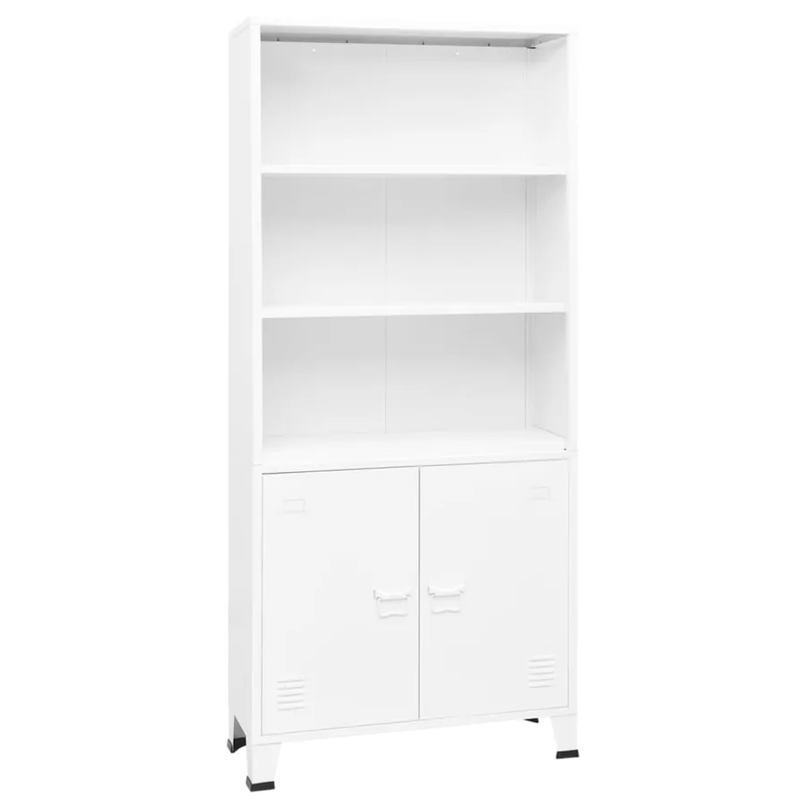 Bibliothèque industrielle Blanc 80x32x180 cm Acier