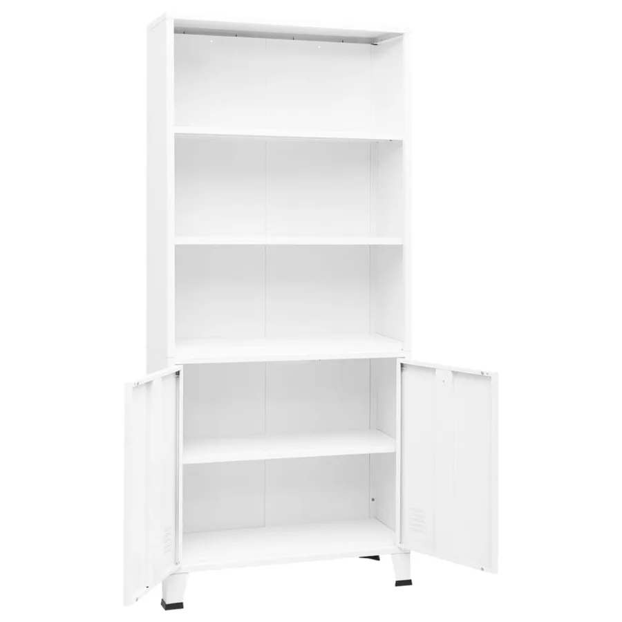 Bibliothèque industrielle Blanc 80x32x180 cm Acier - 5