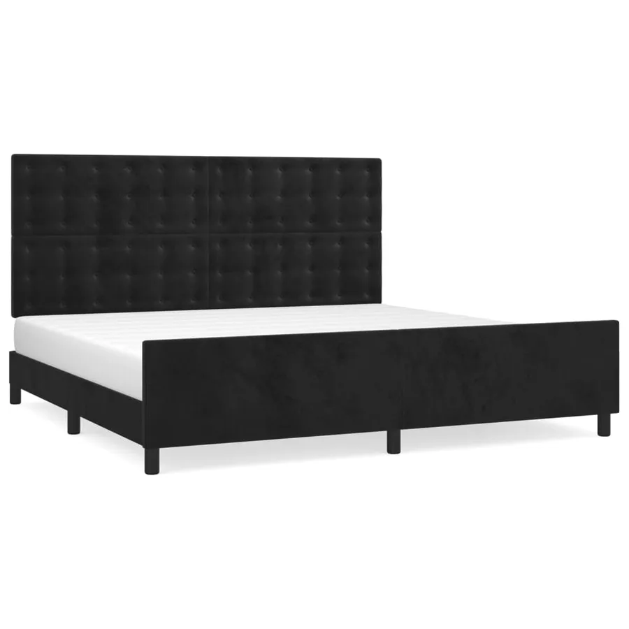 Cadre de lit sans matelas noir 200x200 cm velours - 2