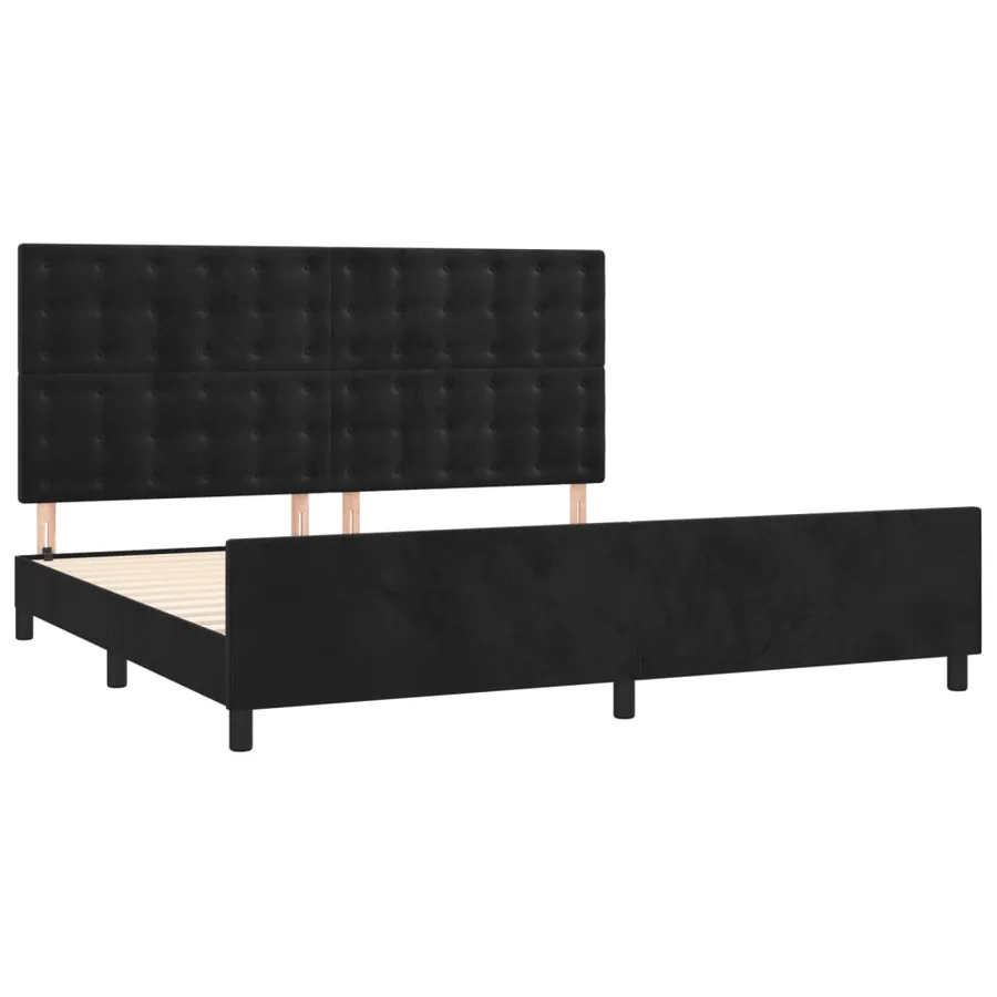 Cadre de lit sans matelas noir 200x200 cm velours - 4