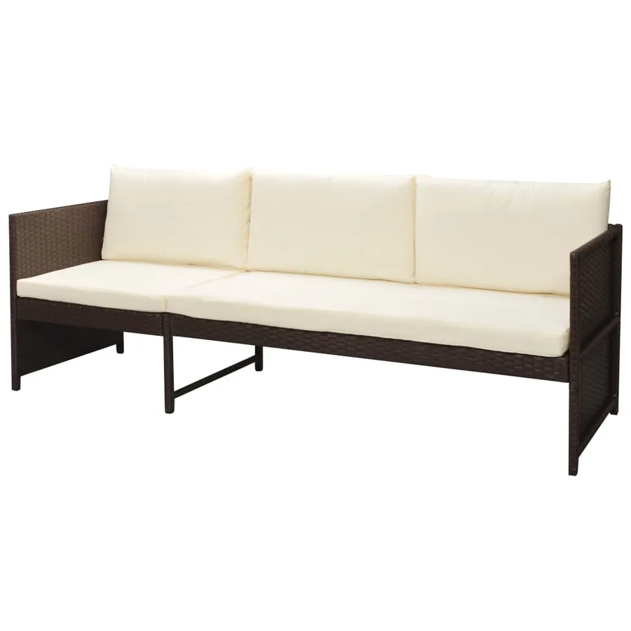 Salon de jardin 6 pcs avec coussins Résine tressée Marron - 4
