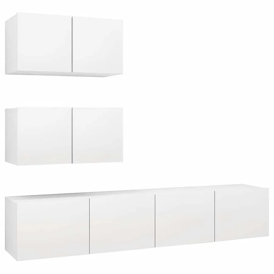 Ensemble de meubles TV 4 pcs Blanc Bois d'ingénierie - 2
