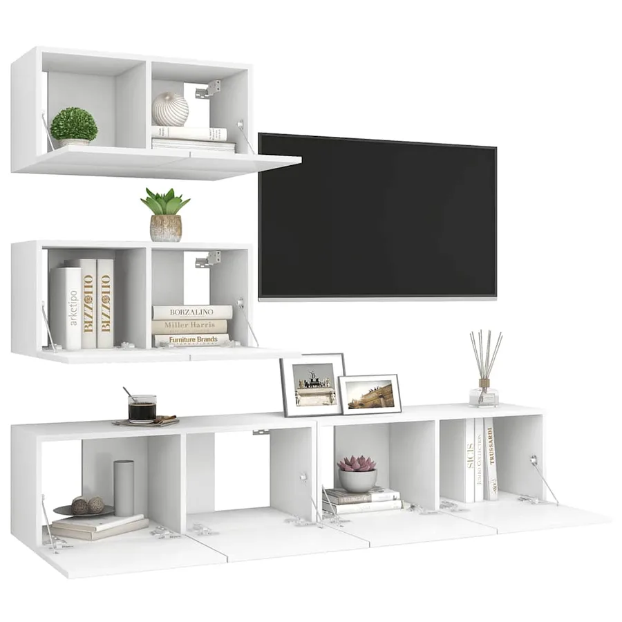 Ensemble de meubles TV 4 pcs Blanc Bois d'ingénierie - 5