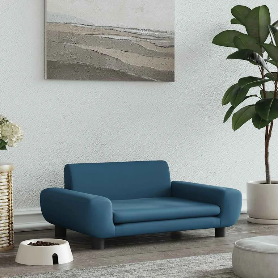 Lit pour chien bleu 70x45x33 cm velours