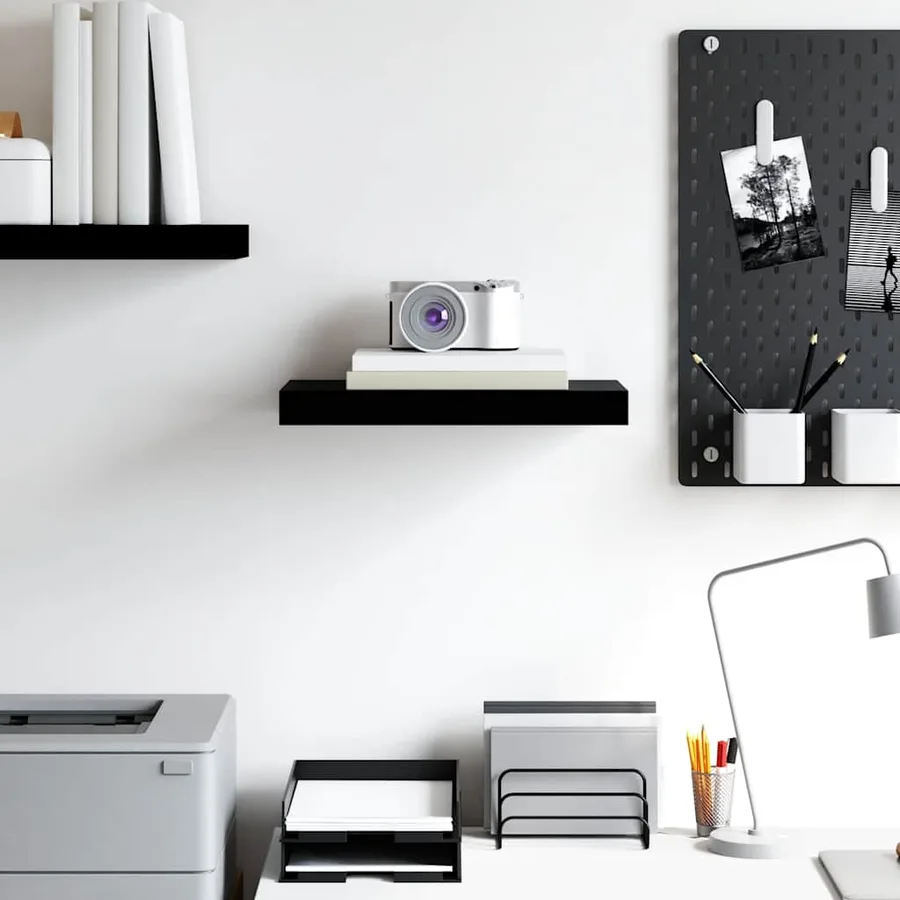 Étagère murale flottante Noir brillant 40x23,5x3,8 cm MDF - 3
