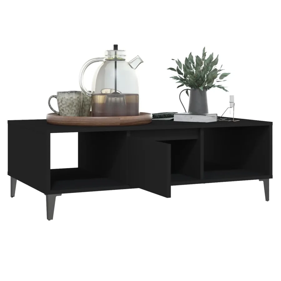Table basse noir 103,5x60x35 cm bois d'ingénierie - 4